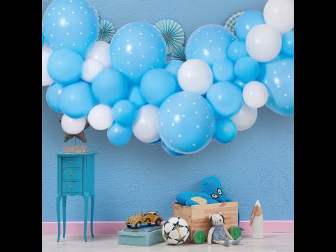 How to create baby boy balloon garland. DIY Organic balloon garland tutorial. Party decoration ideas