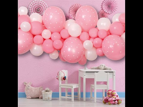 How to create a balloon garland. DIY Organic balloon garland tutorial. Girl birthday decoration idea