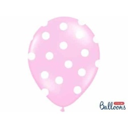 Balón bledoružový s bielymi bodkami, 30cm, 1ks