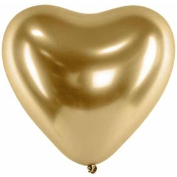 Balón chrómový zlaté srdce, 30cm, 1ks