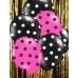 Balón čierny s bielymi bodkami, 30cm, 1ks