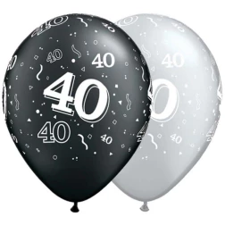 Balón číslo 40 strieborný alebo čierny, 28cm, 1ks