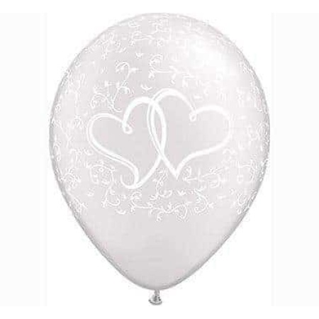 Balón dve srdcia metalické perleťové, 28cm, 1ks