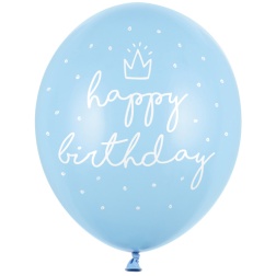 Balón Happy Birthday modrý, 30cm, 1ks