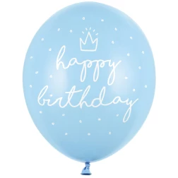 Balón Happy Birthday modrý, 30cm, 1ks
