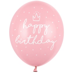 Balón Happy Birthday ružový, 30cm, 1ks