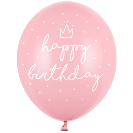 Balón Happy Birthday ružový, 30cm, 1ks