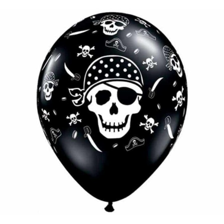 Balón lebka Pirát, čierny, 28cm, 1ks