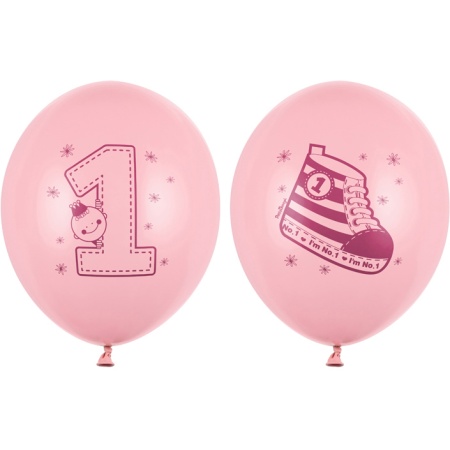 Balón NUMBER 1, svetlá ružová, 1ks,30cm