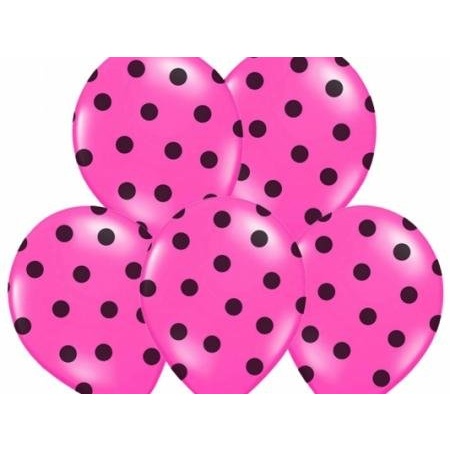 Balón ružový s čiernymi bodkami, 30cm, 1ks