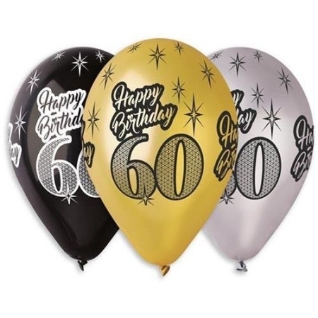 Balón s potlačou 60. narodeniny, 30cm, 6ks