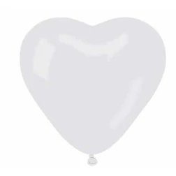Balón srdce biele, 25cm, 1ks