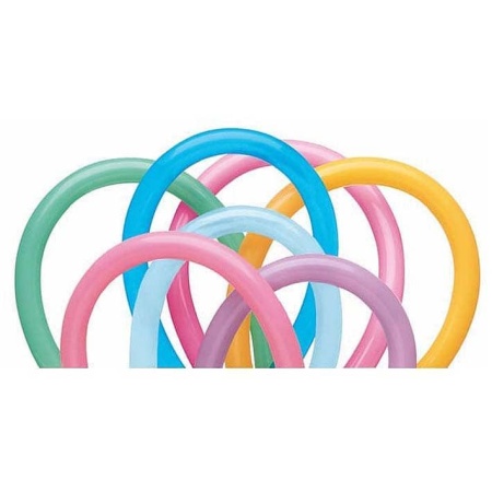 Balóny modelovacie pastelové, farebný mix,  260cm, 100ks