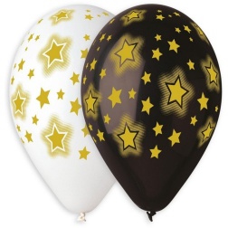 Balóny s potlačou žiarivé hviezdy, 33cm, 5ks