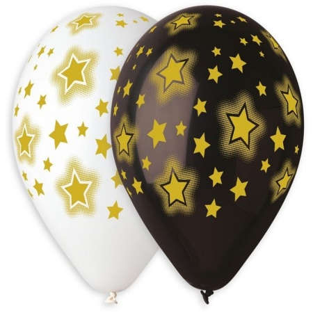 Balóny s potlačou žiarivé hviezdy, 33cm, 5ks