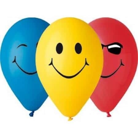 Balóny Smajlíka mix farieb, 3 druhy, 30cm, 5ks