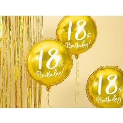 Fóliový balón 18. narodeniny zlatý, 45cm