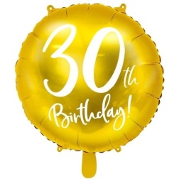 Fóliový balón 30. narodeniny zlatý, 45cm