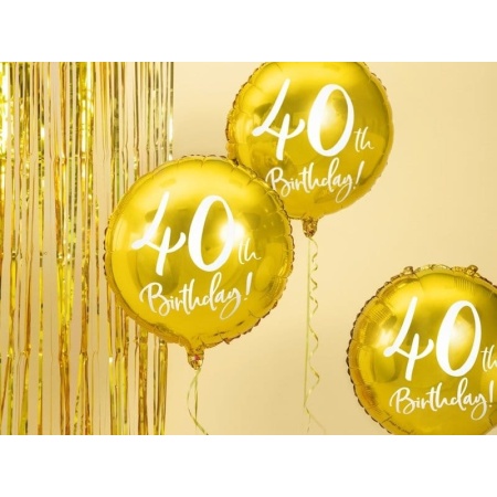 Fóliový balón 40. narodeniny zlatý, 45cm