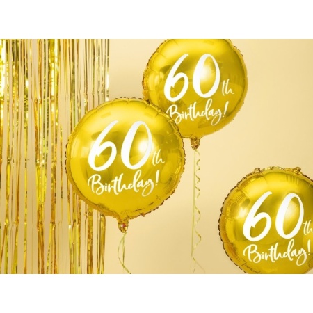 Fóliový balón 60. narodeniny zlatý, 45cm