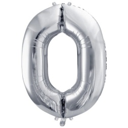 Fóliový balón číslo 0, strieborný, 86cm