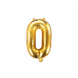 Fóliový balón číslo 0, zlatý, 35cm