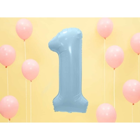 Fóliový balón číslo 1, bledomodrý, 86cm