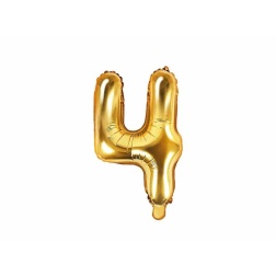 Fóliový balón číslo 4, zlatý, 35cm