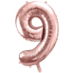 Fóliový balón číslo 9, ružovo zlaty, 86cm