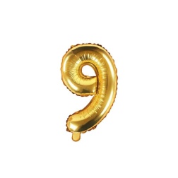 Fóliový balón číslo 9, zlatý, 35cm