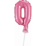 Fóliový balón na tortu číslo 0 ružový, 13cm