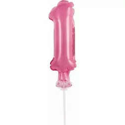 Fóliový balón na tortu číslo 1 ružový, 13cm