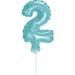 Fóliový balón na tortu číslo 2 tyrkysový, 13cm