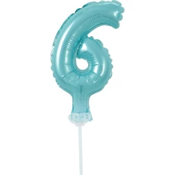 Fóliový balón na tortu číslo 6 tyrkysový, 13cm