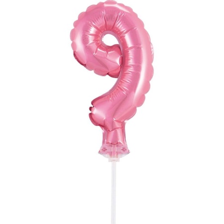 Fóliový balón na tortu číslo 9 ružový, 13cm