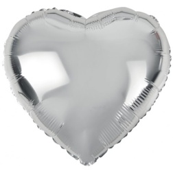 Fóliový balón strieborné srdce lesklé, 46cm