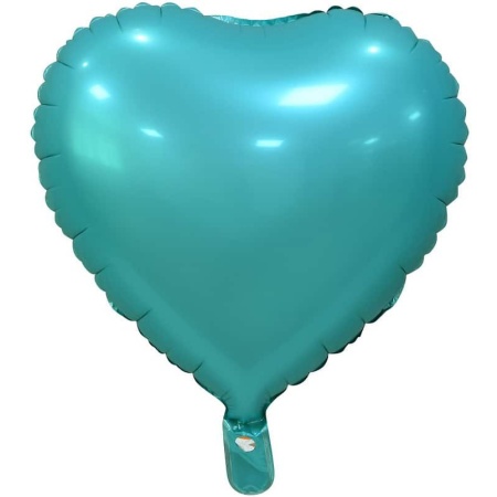 Fóliový balón tyrkysové srdce matné, 46cm