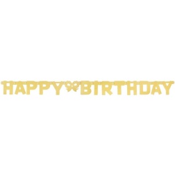 Girlanda nápis Happy Birthday zlatá s trblietkami, 160cm