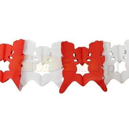 Girlanda papierová pár so srdcom bielo-červená, 400cm, 1ks