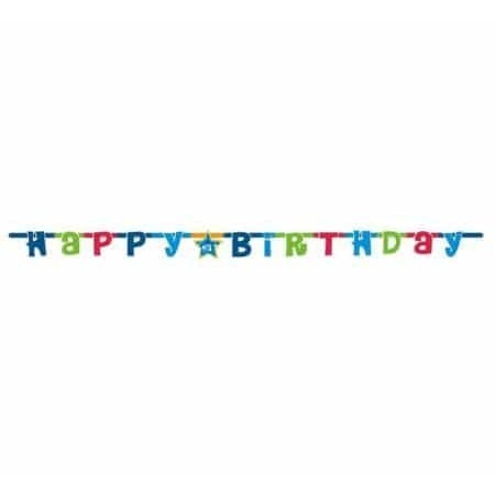 Girlanda s nápisom Happy Birthday modrá, 180cm, 1ks