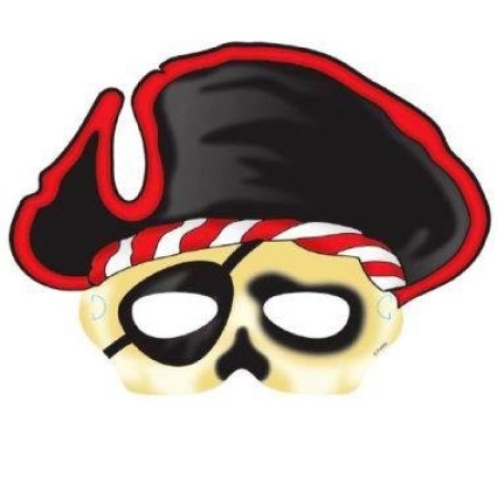Maska piráta s klobúkom, papierová, 6ks