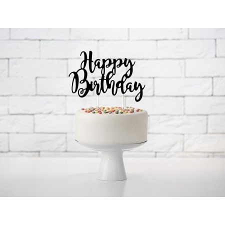 Nápis na tortu Happy Birthday, čierny