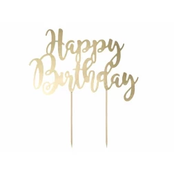 Nápis na tortu Happy Birthday, lesklá zlatá