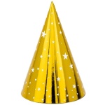 Papierové klobúčiky zlaté s hviezdičkami, 6ks