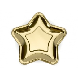 Papierové taniere hviezda zlaté lesklé, 23cm, 6ks