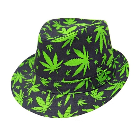 Párty klobúk čierny so zelenými listami