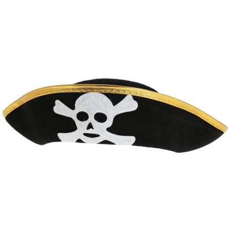 Pirátsky klobúk s lebkou a zlatým lemom