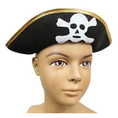 Pirátsky klobúk so zlatým lemom, veľkosť S