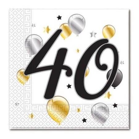 Servítky 40. narodeniny, balóny, 33x33cm, 20ks
