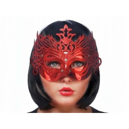 Škraboška červená, maska s ornamentom na párty, 1ks